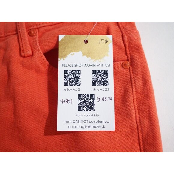 Mother Tomato Red Orange The Stunner Ankle Fray Play Date Jeans, Size 26 - Picture 15 of 15